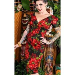 Vanity Project by Limb Poinsettia Pin Up Dress Womens 16 Plus Waterfall
